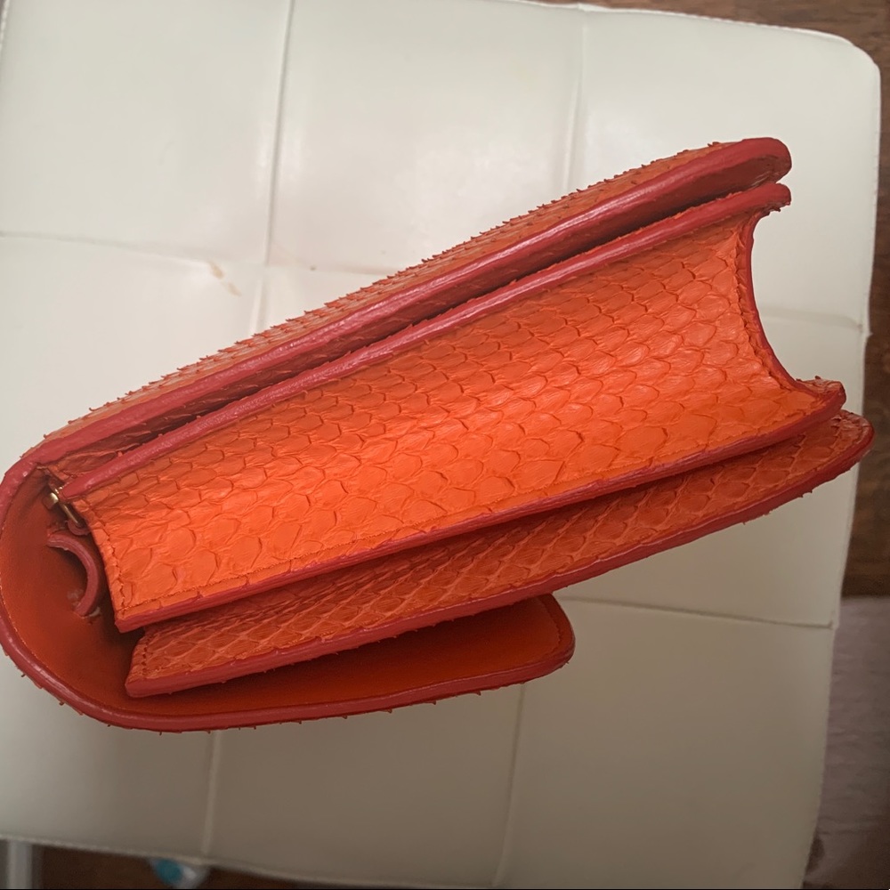 Authentic Celine box bag in bright orange python - Picture 3 of 8